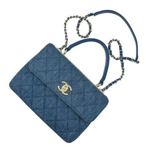 【中古】 CHANEL シャネル DENIM HANDLEBAG デニムハンドルバッグ ショルダーバッグ 25番台(2017-2018年) ブルー デニム 中古 USED バッグ