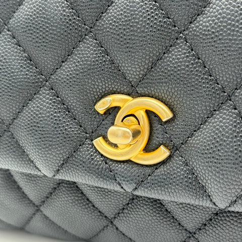 [Pre-owned] CHANEL Matelasse Coco Handle 2way Shoulder Bag, Black, Caviar Skin, Black tone, Gold hardware, Series 29 (2020), Brand Bag, Handbag, Pre-owned item
