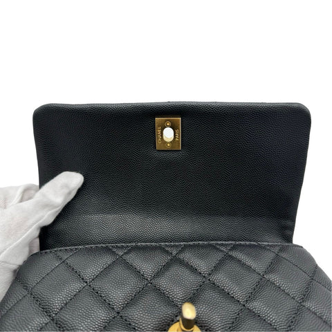 [Pre-owned] CHANEL Matelasse Coco Handle 2way Shoulder Bag, Black, Caviar Skin, Black tone, Gold hardware, Series 29 (2020), Brand Bag, Handbag, Pre-owned item