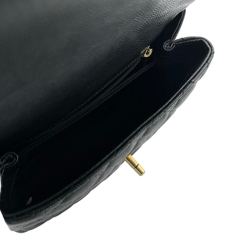 [Pre-owned] CHANEL Matelasse Coco Handle 2way Shoulder Bag, Black, Caviar Skin, Black tone, Gold hardware, Series 29 (2020), Brand Bag, Handbag, Pre-owned item