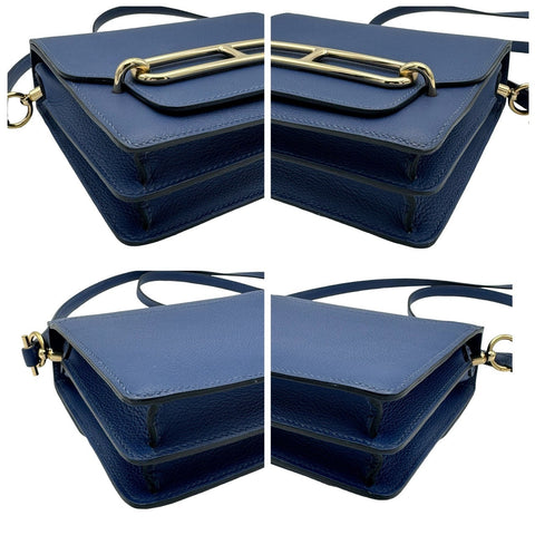 [Pre-owned] Hermes Roulis Mini, Blue Brighton, Evercolor, Gold Hardware, C stamp (2018), Brand Bag, Shoulder Bag, Bag, Pre-owned, Ladies