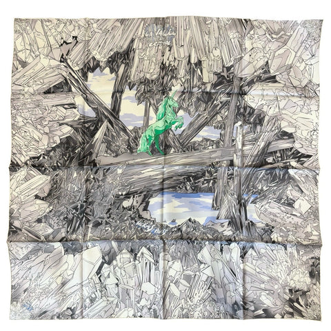 [Brand New] Hermes Scarf Carré 90 "La Vallée de Cristal" H004010S 100% Silk Women's Gift Present