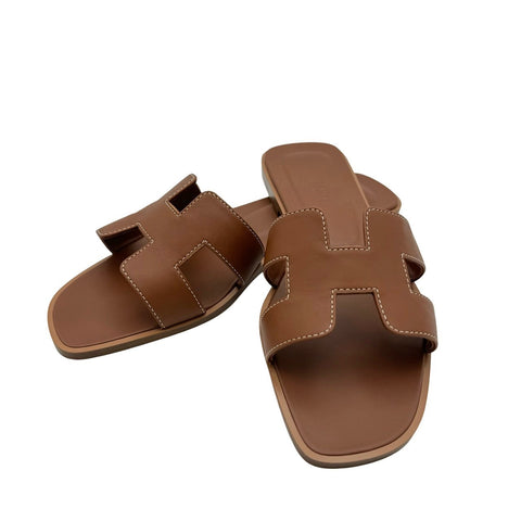 [New/Unused] Hermes Oran Brown Calfskin Sandals Size 38 Brand Footwear Fashion New
