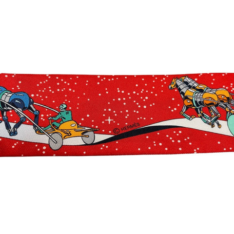 【Artículo nuevo sin usar】 Hermes Hermès TWILLY Twilly "Space Derby" H063573S 100% seda Para mujer Regalo