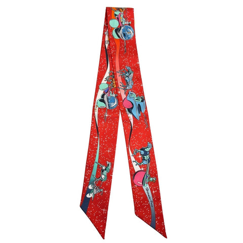 【Artículo nuevo sin usar】 Hermes Hermès TWILLY Twilly "Space Derby" H063573S 100% seda Para mujer Regalo