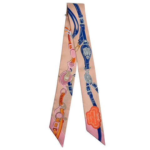 【Nuevo sin usar】Hermes Twilly "Brides de Gala Appliqué Piqué" H063940S15 100% Seda para Mujer, Regalo