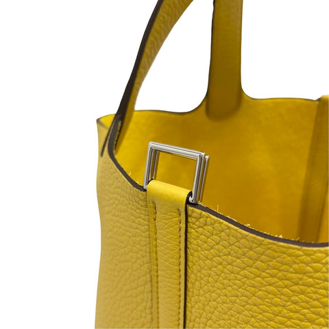 【Nuevo a estrenar】Hermes Picotin Lock PM Limoncello Piel Taurillon Clemence Herrajes plateados Sello W (2024) Bolso de marca Bolso de mano Bolso Nuevo Mujer (HERMES, PICOTIN LOCK PM, LIMON CELLO, Taurillon Clemence, silver, handbag, new)