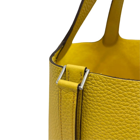 【Nuevo a estrenar】Hermes Picotin Lock PM Limoncello Piel Taurillon Clemence Herrajes plateados Sello W (2024) Bolso de marca Bolso de mano Bolso Nuevo Mujer (HERMES, PICOTIN LOCK PM, LIMON CELLO, Taurillon Clemence, silver, handbag, new)