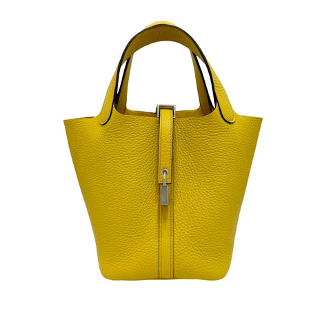 【Nuevo a estrenar】Hermes Picotin Lock PM Limoncello Piel Taurillon Clemence Herrajes plateados Sello W (2024) Bolso de marca Bolso de mano Bolso Nuevo Mujer (HERMES, PICOTIN LOCK PM, LIMON CELLO, Taurillon Clemence, silver, handbag, new)