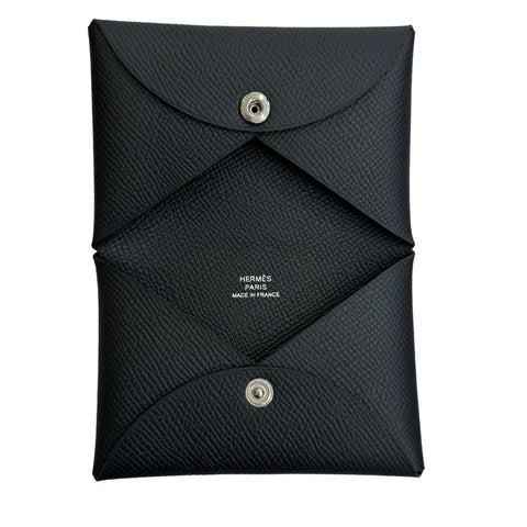 [Brand New] HERMES Calvi Black, B Stamp (2023), Epsom, Black, Card Case/Coin Case, New