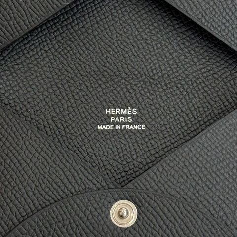 [Brand New] HERMES Calvi Black, B Stamp (2023), Epsom, Black, Card Case/Coin Case, New
