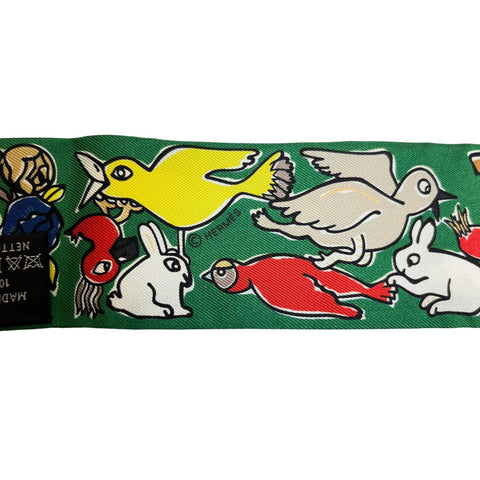 【A estrenar】Hermes Pañuelo TWILLY "Mil y un conejos" H064007S08 Colección Otoño-Invierno 2023 100% Seda Para mujer Regalo