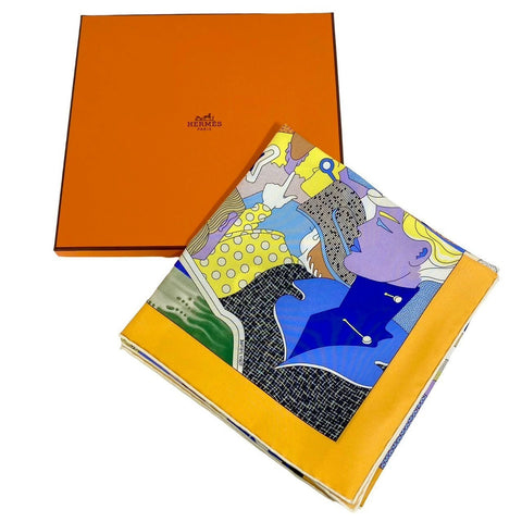 【Brand New】 Hermes Scarf Carré 90 "Ça Décoiffe!" H004005S03 100% Silk Women's Gift Present