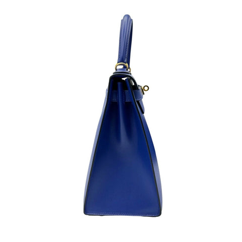 [Pre-owned] Hermes Kelly 28 Blue Electric, Blue shade, Tadelakt, Gold hardware, D Stamp (2019), Brand bag, Handbag, Shoulder bag, Pre-owned, Women's (HERMES, KELLY28, Blue electric, Tadelakt, gold, handbag, shoulderbag, used)