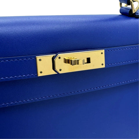 [Pre-owned] Hermes Kelly 28 Blue Electric, Blue shade, Tadelakt, Gold hardware, D Stamp (2019), Brand bag, Handbag, Shoulder bag, Pre-owned, Women's (HERMES, KELLY28, Blue electric, Tadelakt, gold, handbag, shoulderbag, used)