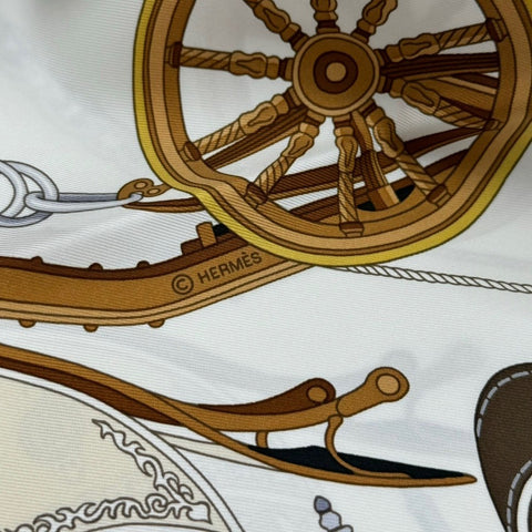 [Brand New] Hermes Carre 90 "Stately Wheels" H004163S07 Scarf 100% Silk Ladies Gift Present
