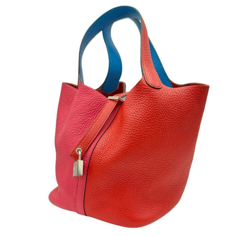 【中古】 Hermes エルメス ピコタンロックMM ルージュクー ローズエクストリーム ブルーザンジバル トリヨン クレマンス シルバー金具 Y刻(2020年) ハンドバッグ 中古品