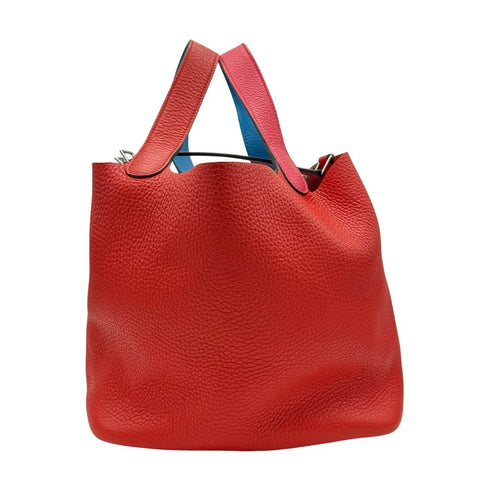 【中古】 Hermes エルメス ピコタンロックMM ルージュクー ローズエクストリーム ブルーザンジバル トリヨン クレマンス シルバー金具 Y刻(2020年) ハンドバッグ 中古品