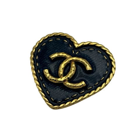 [Pre-owned] CHANEL Heart Motif GP Denim Brooch Gold I24P (2024) Brand Accessory Brooch Pre-owned Item