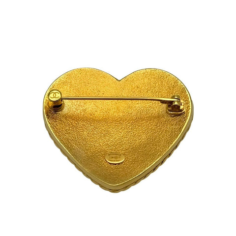 [Pre-owned] CHANEL Heart Motif GP Denim Brooch Gold I24P (2024) Brand Accessory Brooch Pre-owned Item