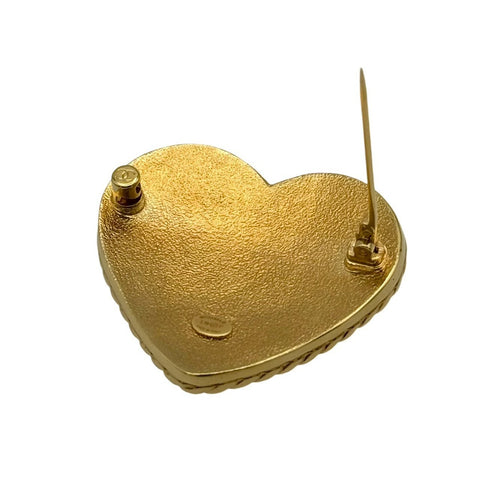[Pre-owned] CHANEL Heart Motif GP Denim Brooch Gold I24P (2024) Brand Accessory Brooch Pre-owned Item