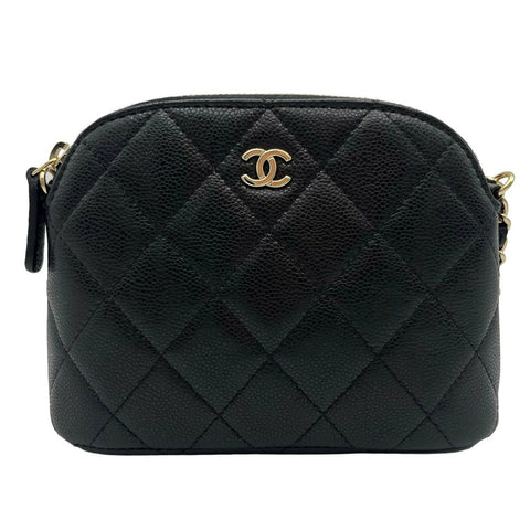【中古】 CHANEL シャネル マトラッセ チェーン ショルダーバッグ ブラック キャビアスキン ゴールド金具 ランダム番(2021年～) 中古品 (CHANEL,matelasse,chain,shourderbag,caviaskin,black,gold,used)