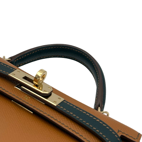 【中古】 Hermes エルメス MINI KELLY ミニケリー ショルダーバッグ U刻(2020年) ※イニシャル入り ゴールド/ヴェールシプレ エプソン 中古 USED バッグ