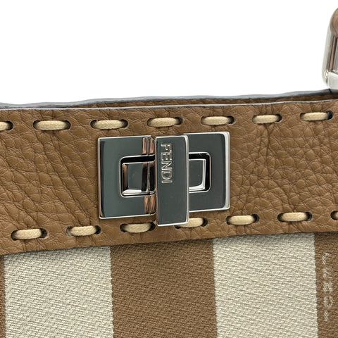 [Excellent Condition] FENDI PEEKABOO/SELLERIA 2WAY BAG MINI, Shoulder Bag, Beige, Canvas x Leather, Pre-owned