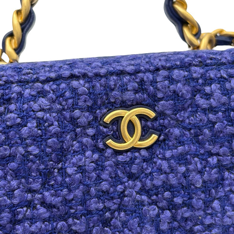 【中古】 CHANEL シャネル MINI CHAIN BAG ミニツイードチェーンバッグ チェーンショルダー ランダム番(2021年～) ブルー/パープル ツイード USED 中古 バッグ