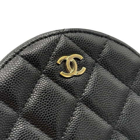 [Pre-owned] CHANEL Round Chain Shoulder Bag, Black Caviar Skin, 28-series (2019), Brand Bag, Shoulder Bag, Pre-owned, Women's