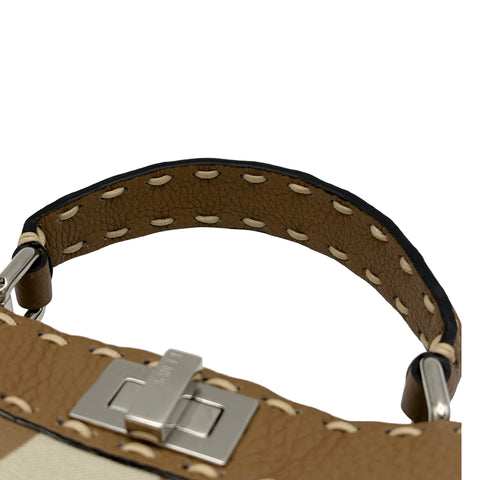 [Excellent Condition] FENDI PEEKABOO/SELLERIA 2WAY BAG MINI, Shoulder Bag, Beige, Canvas x Leather, Pre-owned