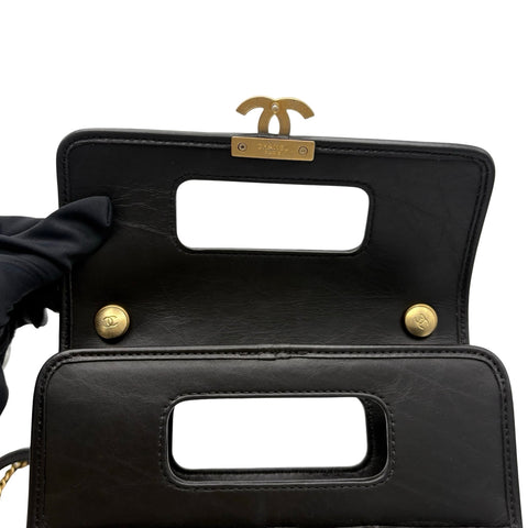 [Pre-owned] CHANEL Mini Flap Bag, Shoulder Bag, Random Serial (2021-), Black, Calfskin, Used Bag