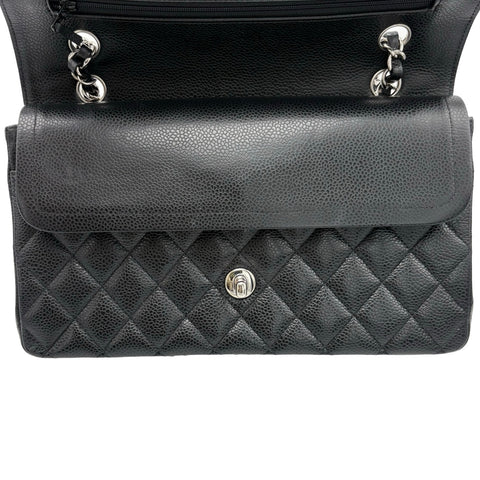 [Pre-owned] CHANEL Matelasse Double Flap Chain Shoulder Bag, 18 Series (2014), Black Caviar Skin, Used Bag