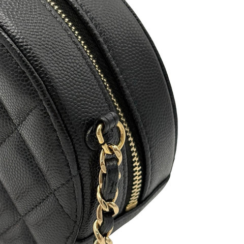 [Pre-owned] CHANEL Round Chain Shoulder Bag, Black Caviar Skin, 28-series (2019), Brand Bag, Shoulder Bag, Pre-owned, Women's