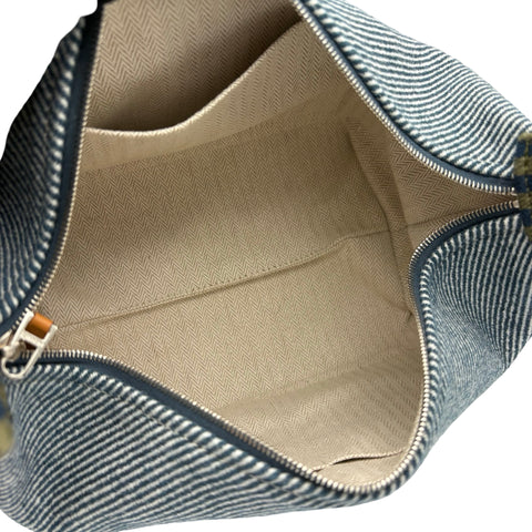 【美品】 Hermes エルメス BRIDE A BRAC PM ブリッドアブラックPM ハンドバッグ カーキ/ブルー コットンキャンバス 中古 USED バッグ