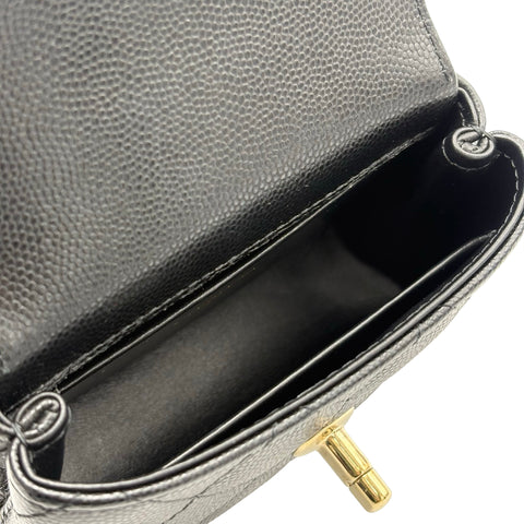 【中古】 CHANEL シャネル SUPER MINI COCOHANDLE ミニミニココハンドル ショルダーバッグ ハンドバッグ ランダム番(2021年～) ブラック キャビアスキン 中古 USED バッグ