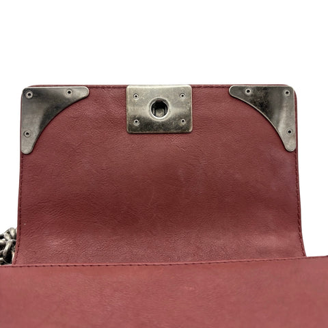[Pre-owned] CHANEL BOY CHANEL Shoulder Bag, 19 Series (2014), Wine Red, Leather, Used Bag