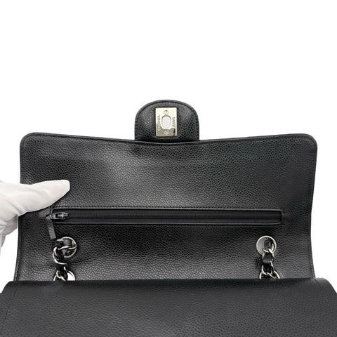[Pre-owned] CHANEL Matelasse Double Flap Chain Shoulder Bag, 18 Series (2014), Black Caviar Skin, Used Bag