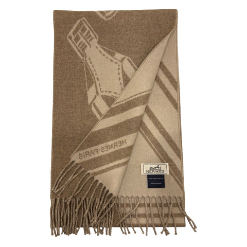 【Nuevo sin usar】 Hermès, bufanda de cachemira "Sangles en Zigzag" H394808T01 100% cachemira 170cm, bufanda Hermès, regalo