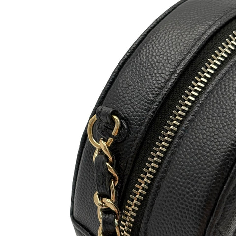 [Pre-owned] CHANEL Round Chain Shoulder Bag, Black Caviar Skin, 28-series (2019), Brand Bag, Shoulder Bag, Pre-owned, Women's