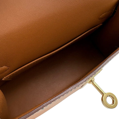 【中古】 Hermes エルメス MINI KELLY ミニケリー ショルダーバッグ U刻(2020年) ※イニシャル入り ゴールド/ヴェールシプレ エプソン 中古 USED バッグ