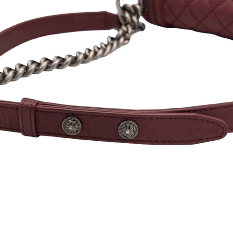 [Pre-owned] CHANEL BOY CHANEL Shoulder Bag, 19 Series (2014), Wine Red, Leather, Used Bag
