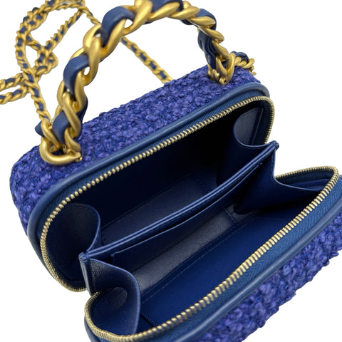 【中古】 CHANEL シャネル MINI CHAIN BAG ミニツイードチェーンバッグ チェーンショルダー ランダム番(2021年～) ブルー/パープル ツイード USED 中古 バッグ