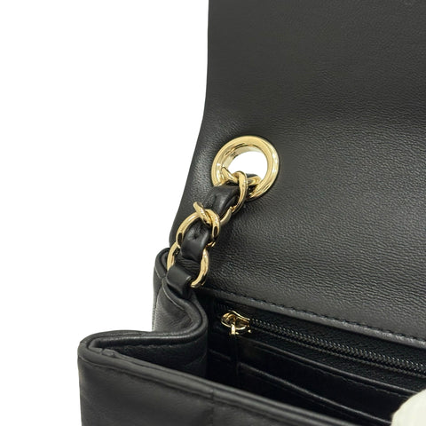 【中古】 CHANEL シャネル MINI FLAP BAG ミニフラップバック ショルダーバッグ ICチップ(2021年∼) ブラック ラムスキン 中古 USED バッグ
