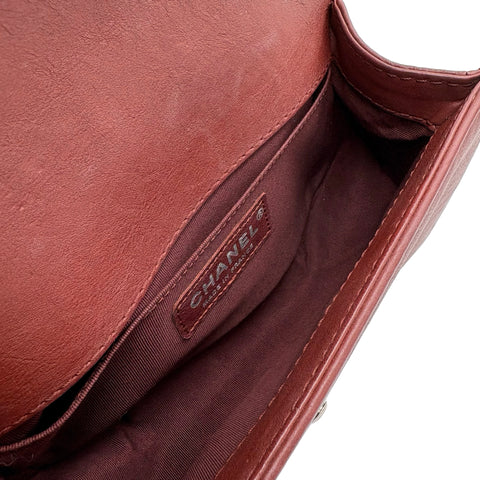 [Pre-owned] CHANEL BOY CHANEL Shoulder Bag, 19 Series (2014), Wine Red, Leather, Used Bag