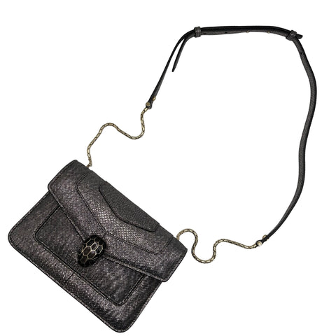 【中古】 BVLGARI ブルガリ SERPENTISHOULDERBAG セルペンティショルダーバッグ ショルダーバッグ ICチップ シルバー レザー 中古 USED バッグ