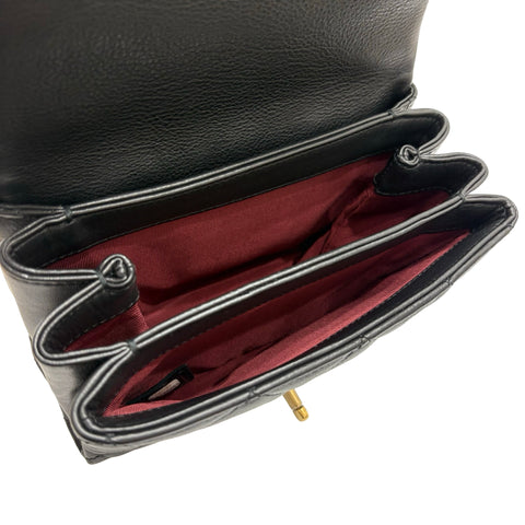 【中古】 CHANEL シャネル MATELASSE  マトラッセチェーンショルダー ショルダーバッグ 28番台(2019年) BLACK レザー 中古 USED バッグ