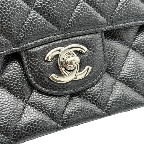 [Pre-owned] CHANEL Matelasse Double Flap Chain Shoulder Bag, 18 Series (2014), Black Caviar Skin, Used Bag