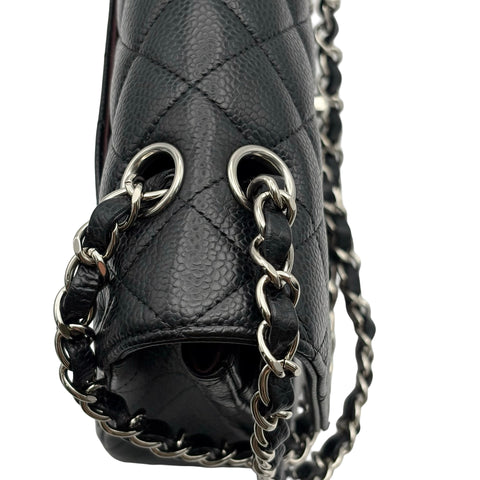 [Pre-owned] CHANEL Matelasse Double Flap Chain Shoulder Bag, 18 Series (2014), Black Caviar Skin, Used Bag
