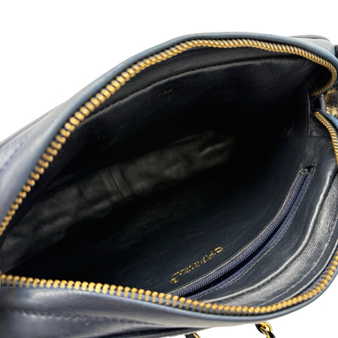 【中古】 CHANEL シャネル COCOMARK SHOULDER BAG フリンジタッセルチャームショルダーバッグ  1番台(2013年） ネイビー ラムスキン 中古 USED バッグ